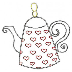 Stickdatei TEA PARTY Fransenappli Kanne